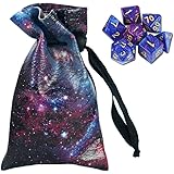 QIELIZI DND Dice Bag Pouch,PU Leather Dragon Dice Pouch Wih 7 Die Set Perfect for Dungeons and Dragons RPG D&D Dices, Coins a