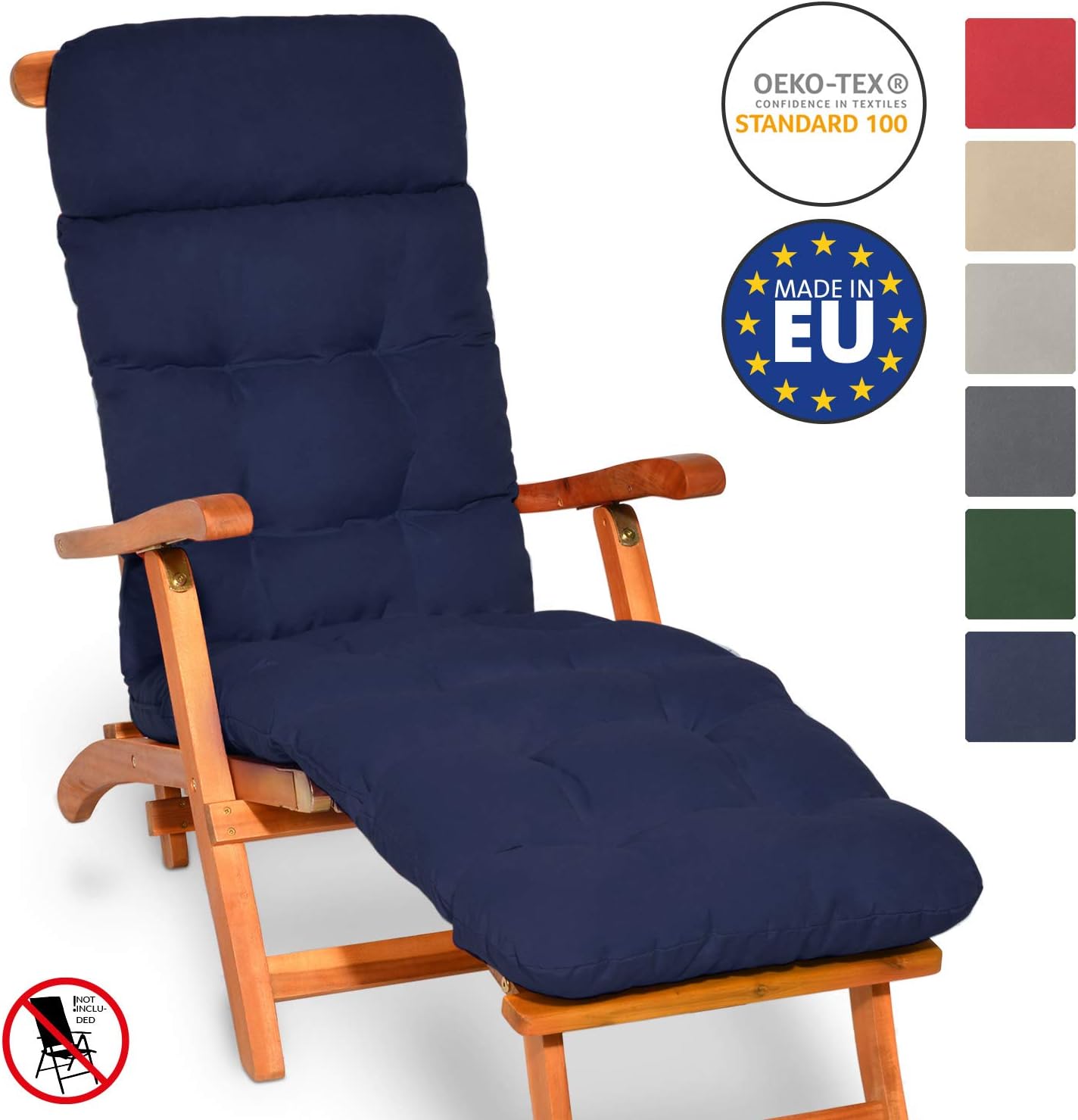 Garden Outdoors Beautissu Deckchair Cushion Flair Dc Pad 200 X 50 X 8 Cm Garden Recliner Steamer Chair Pad Patio Garden Dark Blue Sunloungers