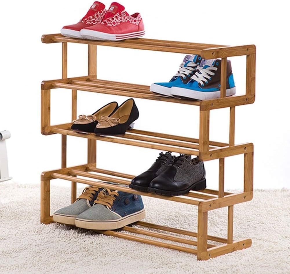 4 Tier Bamboo Compact Shelf Schuhregal Stehende Aufbewahrungsbank