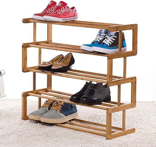 4 Tier Bamboo Compact Shelf Schuhregal Stehende Aufbewahrungsbank