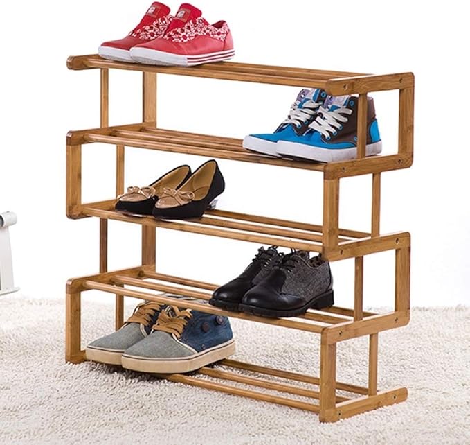 4 Tier Bamboo Compact Shelf Schuhregal Stehende Aufbewahrungsbank