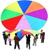 Dimoxii 13.1 ft Rainbow Parachute with 20 Handles for Kids Gym Class view 5