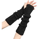 YAMEIZE Furry Winter Arm Warmers Women Girl - Cute Fingerless Gloves Fuzzy Soft Wrist Warmers with Thumb Hole
