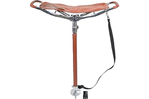Gentry Choice Adjustable Leather Walking Stick Seat Outdoor Shooting Sticks Spectator Seat Portable High Chair, Backpacking Folding Stool | Hunting Stool (Black) (Tan)