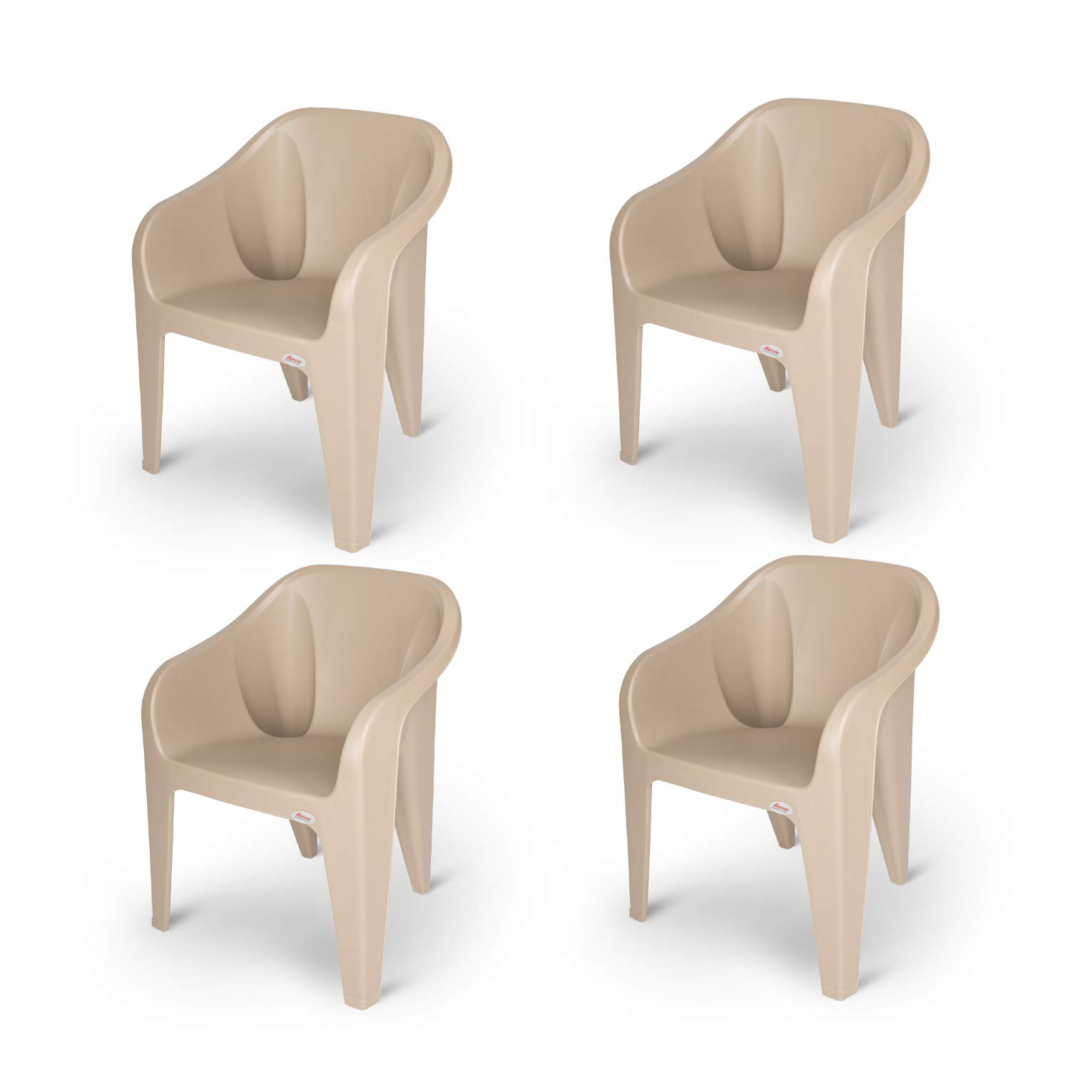 Supreme Futura Plastic Chairs for Home and Office (Set of 4, Beige) Rs