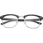 COASION Vintage Semi-Rimless Clear Glasses Fake Nerd Horn Rimmed Eyeglasses Frame