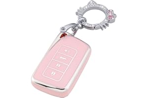 Pangpai Pink Key Fob Cover for Lexus, Soft TPU Key Case Protection with Bling Keychain Fit for Lexus RX ES GS LS NX RS GX LX RC LC Smart Key
