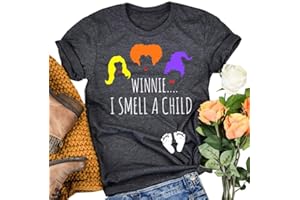 EXMIUN Winnie I Smell a Child Pregnancy Halloween Shirts Women Fall Pregnancy T Shirts Sanderson Sisters Top Tees