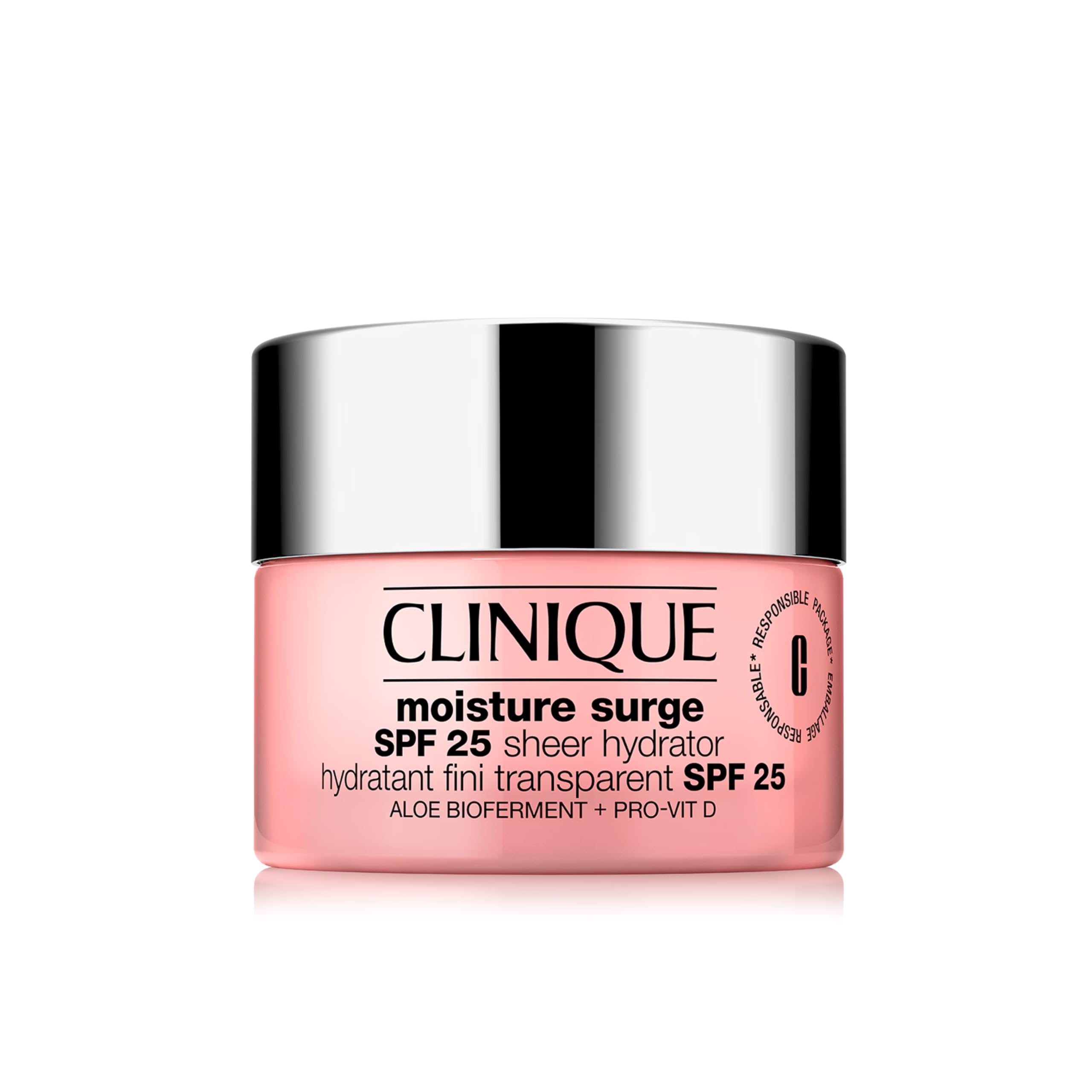 Clinique Moisture Surge SPF 25 Sheer Hydrator Face Moisturiser, 50 ml. With Hyaluronic Acid + Aloe Vera Bioferment + Provitamin D, Hydrating + Glowing, Safe For Sensitive Skin