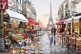 Wooden Framed Paint by Number or Not Diy Oil Painting by Numbers - Eiffel Tower Street View 1620 inches - PBN Kit for Adults Girls Kids White Christmas Decor Decorations Gifts without frame