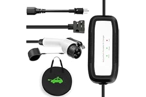 AplysiaTech Level 1+2 EV Charger, 16Amp 120V /240V, Portable Electric Vehicle Charger,25Ft Charging Cable NEMA 6-20 Plug NEMA 5-15P Adapter, Plug-in Home EV Charging Station for SAE J1772 EVs