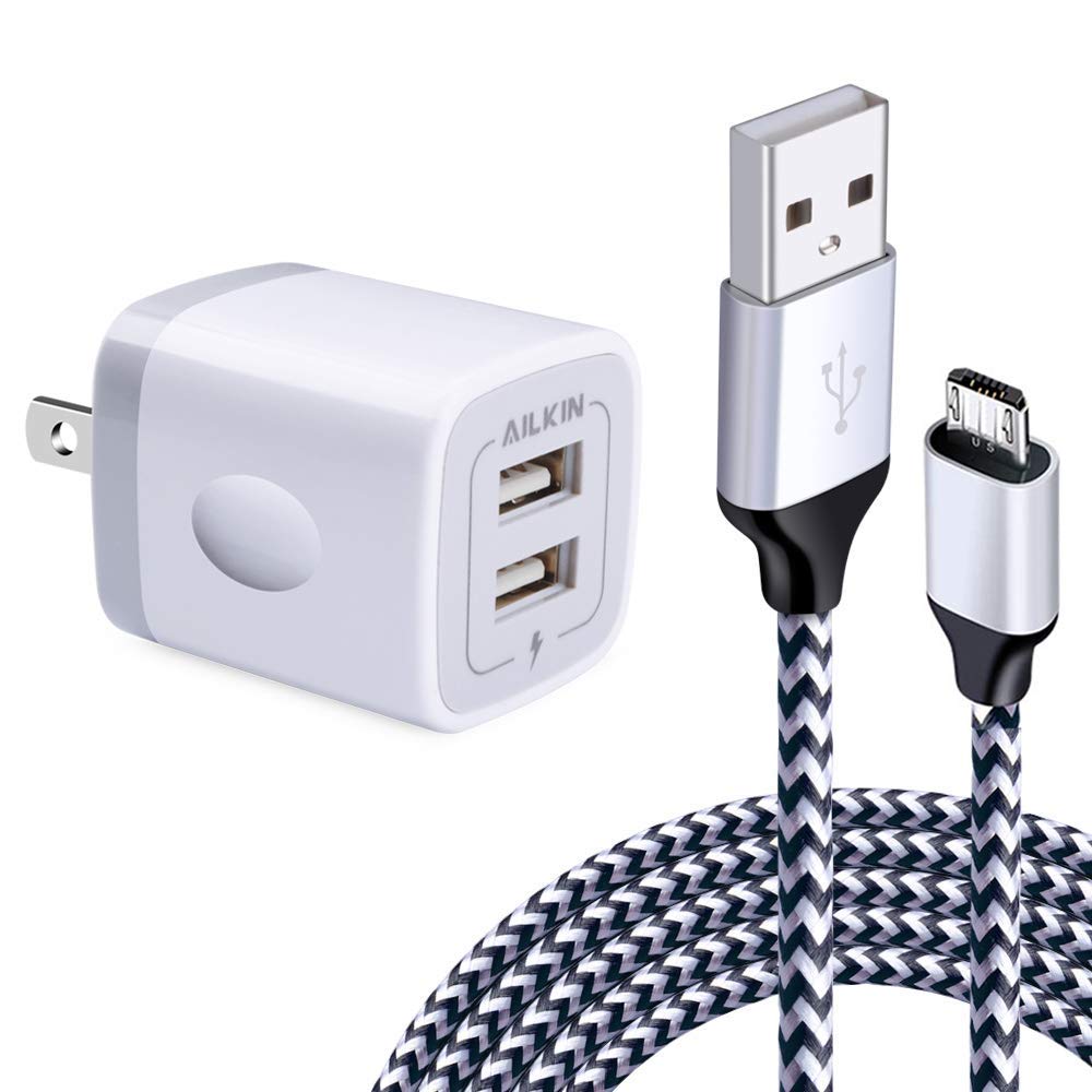 Fast Wall Charger Adapter with Android Micro USB Cable Plug Cube Compatible Samsung Galaxy J8 J7 Sky Pro Perx Star, J7V Prime, j3 Emerge, Luna Pro Eclipse Mission, On5/On7/On8/S3/J6/J2, 6 FT Cord
