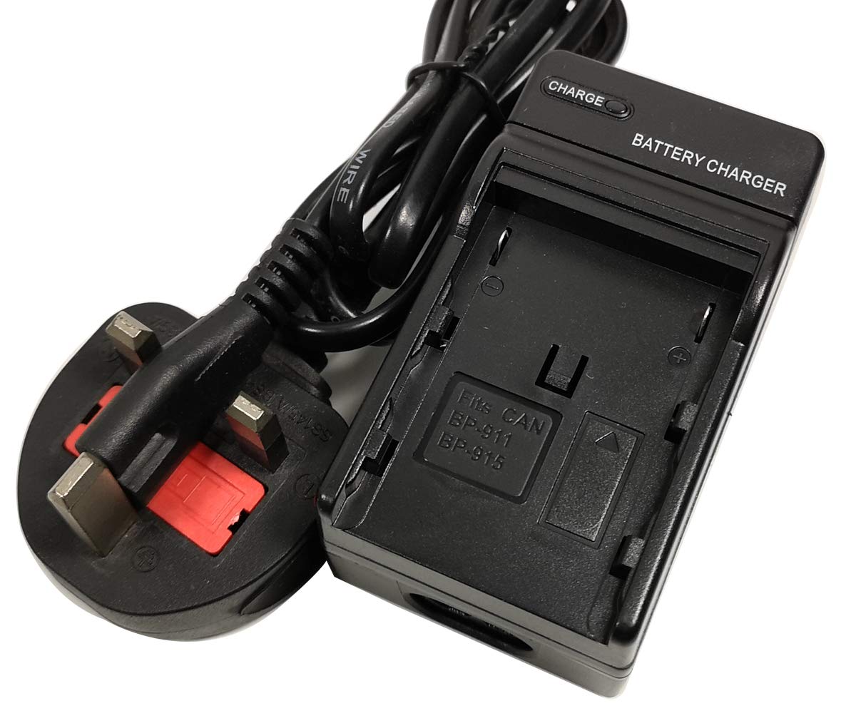 Justinpower Battery Charger for Canon BP-911, BP-911K, BP-914, BP-915, BP-924, BP-927, BP-930, BP-941, BP-945, BP-950G, BP-970G Camcorders - 8.4V Output - Black Blue