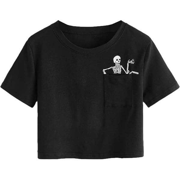SweatyRocks Women's Casual Crop Top - Short Sleeve Round Neck Tee Shirt, Cotton, Sizes S-L