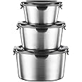 Baalaka Food Storage Containers, Airtight Food Storage Containers with Lids, Deli Containers Soup Containers with Lids Stainless Steel Set of 3