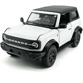 Compatible with 2-Door Bronco Badlands Model Car 1/36 Scale Diecast Toy Cars Metal Toy Vehicles, Pull Back Doors Open Black Rim, Mens Collection Kids Toys for Boys Gifts, Cake Topper Home D&eacute;cor, white