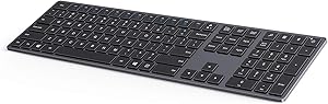 Seenda Wireless Bluetooth Keyboard - Universal Rechargeable Wireless Keyboard with Number Pad Full-Size Ergonomic Slim Quiet Design for Windows Android Computer Desktop PC Laptop Surface Smart TV
