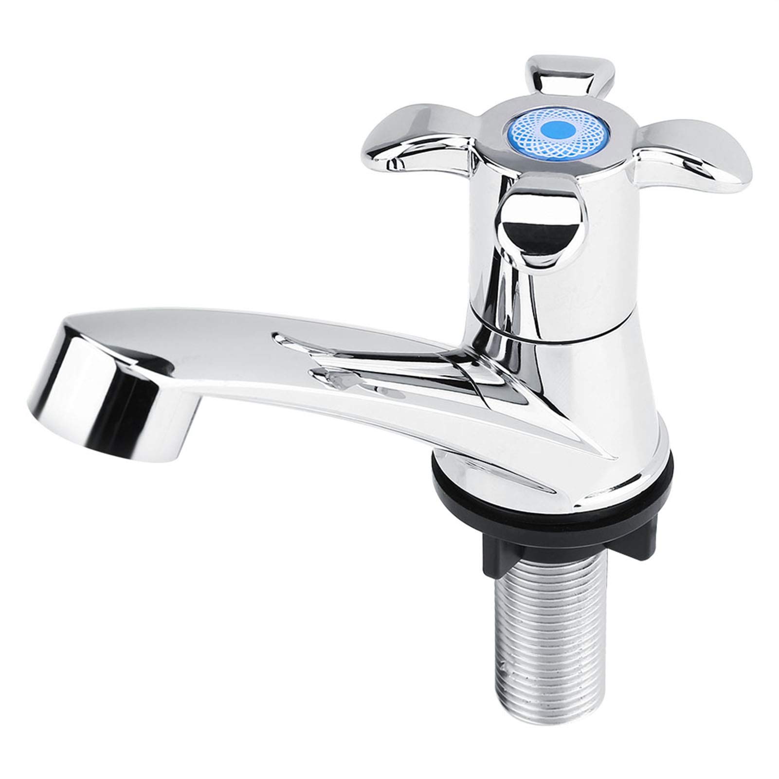Basin Faucet, G1/2 Chrome Plated Single Handle Cold Water Tap Sink Faucet Bathroom Basin Bathtub Kitchen Sink Accessories(Blossom Handle)