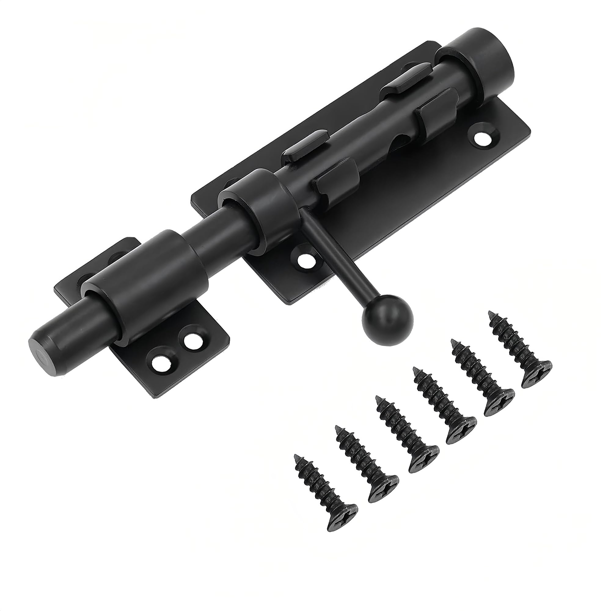 Photo 1 of 4 Inch Slide Bolt Gate Latch 304 Stainless Steel Gate Latches Matte Black Sliding Latch Lock with Padlock Hole Heavy Duty Barrel Bolt for Cabinet Window Fence Shed Yard Barn Doors Warehouse