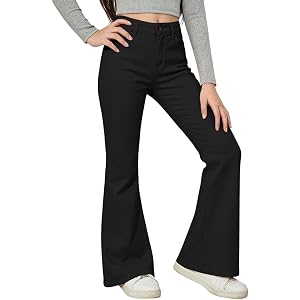 Flare School Uniform Pants for Girls High Waist Bell Bottoms Dress Pants | School Pants For Girls Flare Uniform Pants High St