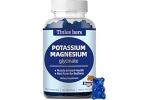 TINIES BERS Potassium Magnesium Gummies, Potassium Gummies Sugar Free for Adults Kids, Support Leg Cramps & Muscle & Heart Health, Magnesium Glycinate Gummies Best for Bedtime, Vegan, Non-GMO, Berry Flavor, 60