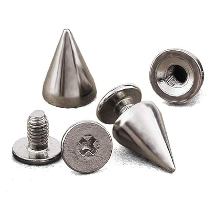 Amasawa 100 Stück Punk Schraubennieten Für Dekoration Auf Ihren DIY Taschen Leder Armbänder Kleidung Schuhe Etc (Silber)