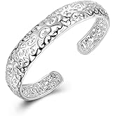 WPPHXY Women's Silver Bracelets Handmade Bracelets 925 Sterling Silver Bangle Bracelet Stackable Bangles for Women