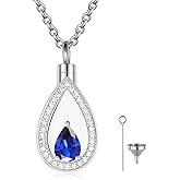 Jiostonor 925 Sterling Silver Cremation Jewelry for Ashes Urn Necklace Memorial Teardrop Ashes Keepsake Urns Pendant Necklace for urn Necklaces Ashes Jewelry Gifts