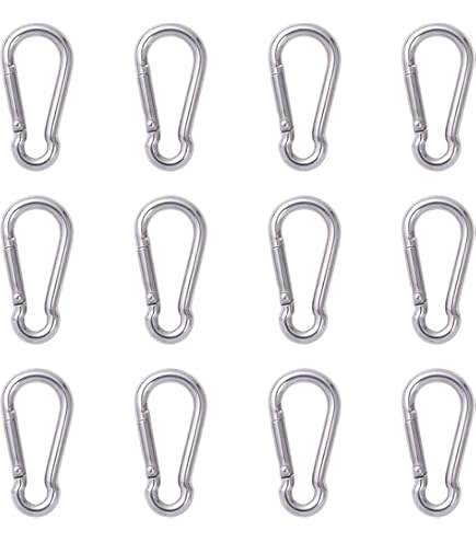 Stainless Steel Keychain Clips YGAOHF 14Pcs Mini Carabiner Clips - 1.57 Inch Stainless Steel Spring Snap Hooks | 110lb Capacity For Keys & Gear 14pcs Stainless Steel Spring Snap Hooks
