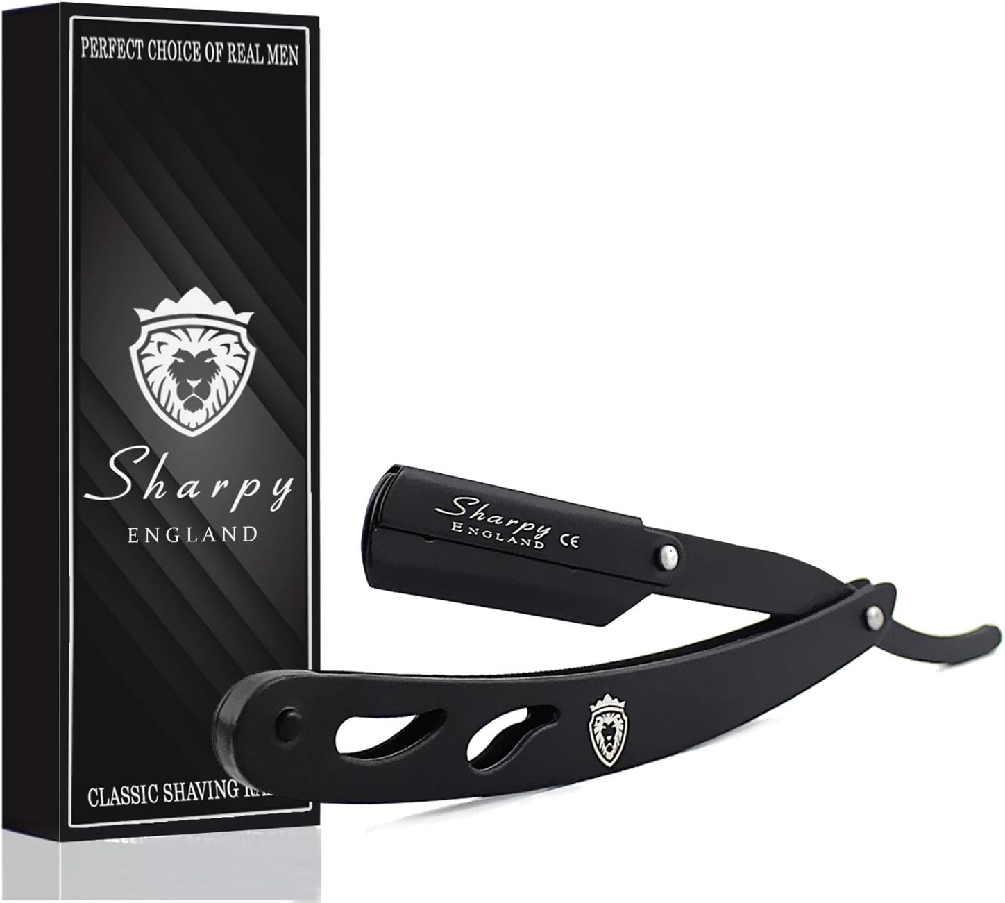 SHARPY Cut Throat Razor Kit, Matte Black Straight Razor Men, Professional Barber Shaving Razor For Men