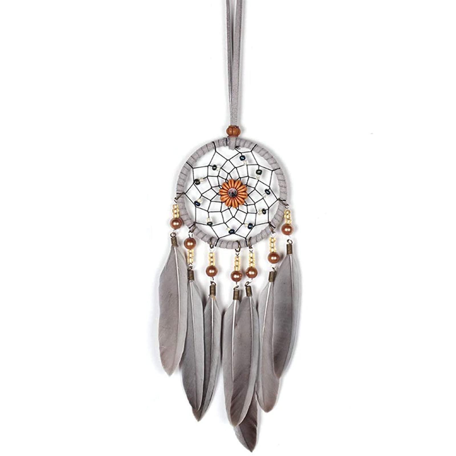 Feather Dream Catcher Car Interior Rearview Pendant, Feather Dream Catchers Car Charm for Car Wall Bedroom Hanging Decorations (Style D)
