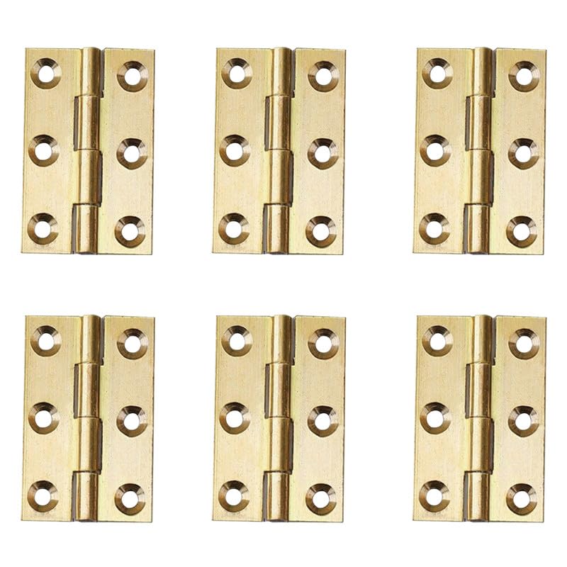 6Pcs Door Hinges,Heavy Duty Brass Folding Hinges for Gate,Window,Drawer 1.5inch Brass
