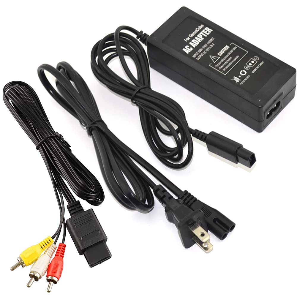 AC Power Supply for Gamecube, AV Composite Cable Cord Compatible with Gamecube NGC Console