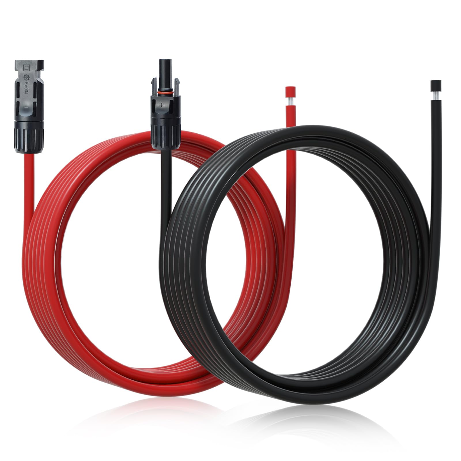 Photo 1 of ECO-WORTHY 20FT 10AWG Solar Panel Extension Cable with Female and Male Connector for Solar Panels, Solar Controllers (20FT Red + 20FT Black)