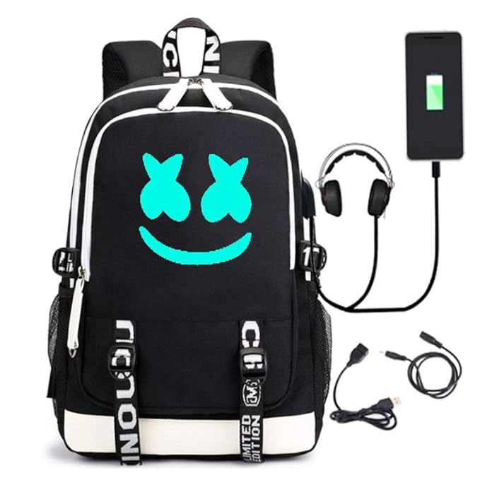 Marshmallow Backpack 3D Luminous School Bags Kids Boys DJ Marshmallow