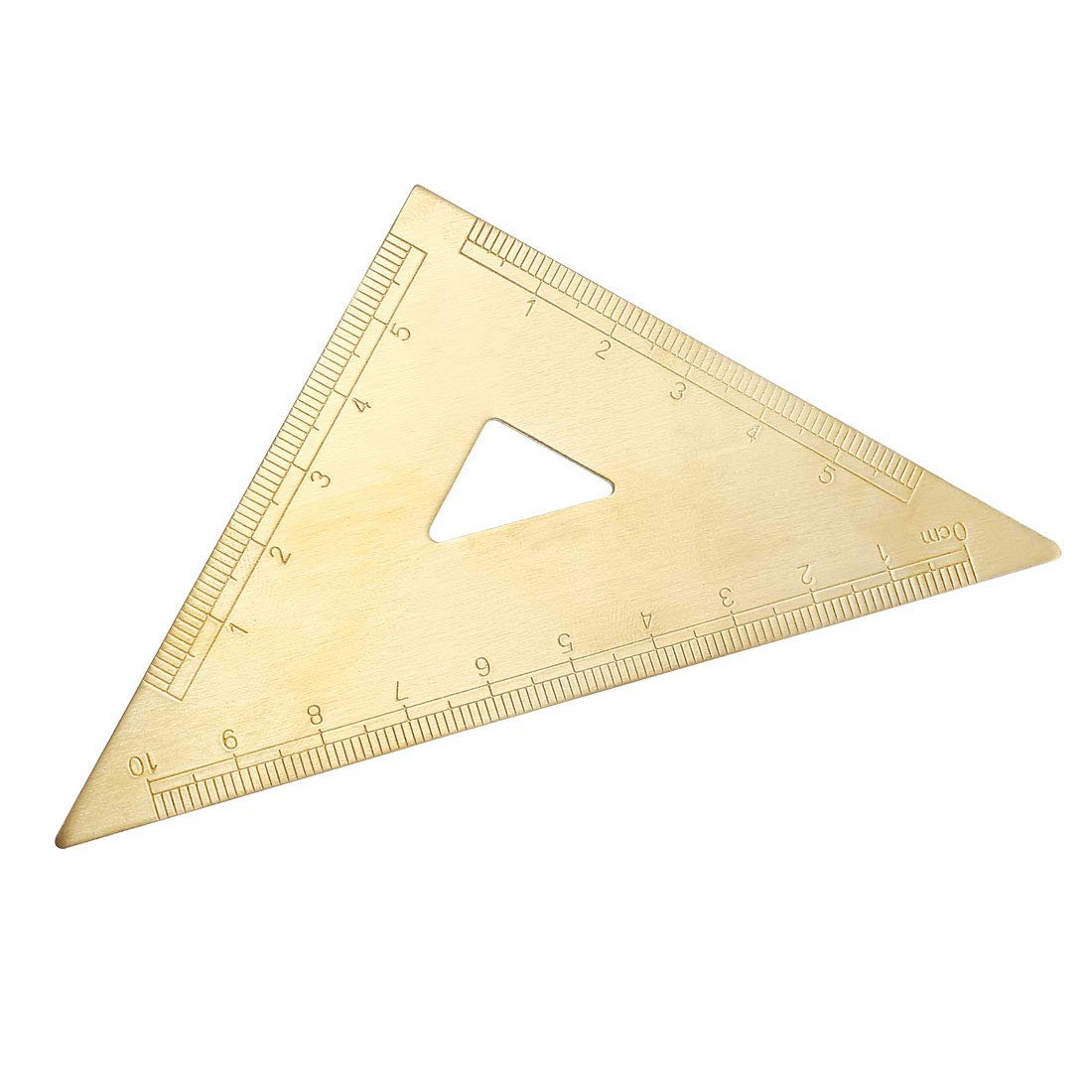 sourcing map Triangle Ruler Square 10cm 45 Degrees Brass Stationery Math Geometry