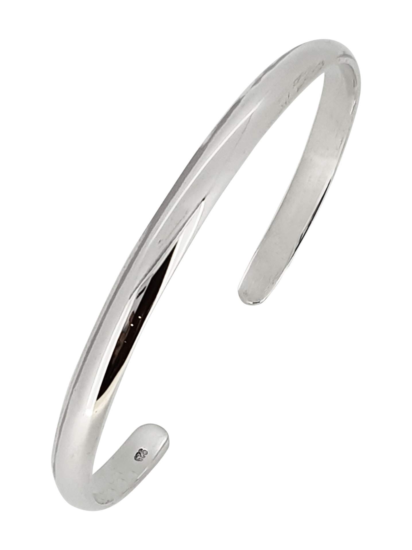 Treasure Bay Beautiful 6mm Women's Classic Plain Sterling Silver Bangle Bracelet