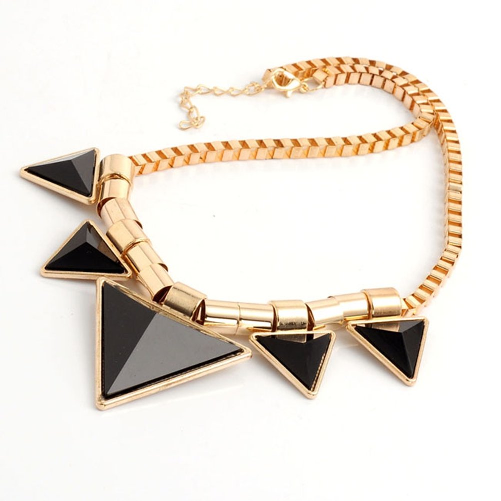 Collier Triangle Dore/Noir - Vintage Punk Rock - Creation better dealz