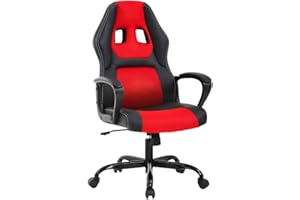 BESTOFFICE Office Chair PC Gaming Chair Cheap Desk Chair Ergonomic PU Leather Executive Computer Chair Lumbar Support for Women, Men (Red)
