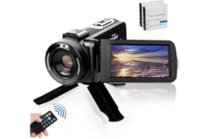 VJIANGER Video Camera Camcorder, Digital YouTube Vlogging Camera FHD 2.7K 30FPS 24MP 16X Digital Zoom 3 Inch Touch Screen Video Recorder with Remote Control and Tripod, 2 Batteries