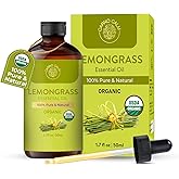 Carno Calm Organic Lemongrass Essential Oil 50ml |100% Pure & Natural Lemon Grass Oil (Huile Essentielle Lemongrass) | for Sk