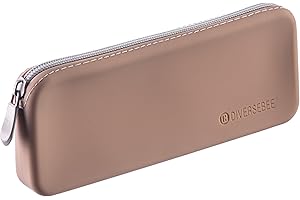DIVERSEBEE Soft Silicone Pencil Case, Aesthetic Pencil Pouch with Zipper, Cute Pen Bag for School, Bible Journaling Supplies and Accessories, Pencil Organizer (Almond)