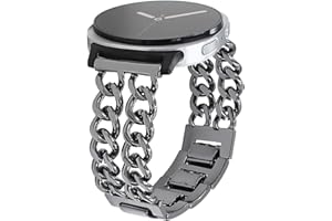 REALSIGN Metal Band Men Women Compatible with Samsung Galaxy Watch 8 40mm/44mm,Galaxy Watch 8 Classic 46mm,Stylish Cuban Chai