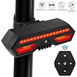 MANLI Bike Tail Light Rechargeable Wireless Remote Control Led Bike Tail Light with Turn Signals Safety Bike Bicycle Warning Lights for Cycling (Black)