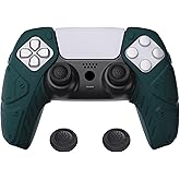 PlayVital Mecha Edition Racing Green Ergonomic Soft Controller Silicone Case Grips for ps5, Rubber Protector Skins with Thumbstick Caps for ps5 Controller - Compatible with Charging Station