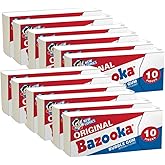 Bazooka Bubble Gum Individually Wrapped Pink Chewing Gum in Original Flavor - 10 Piece Wallet Packs (Pack of 12) - Fun Old Fashioned Candy for Kids