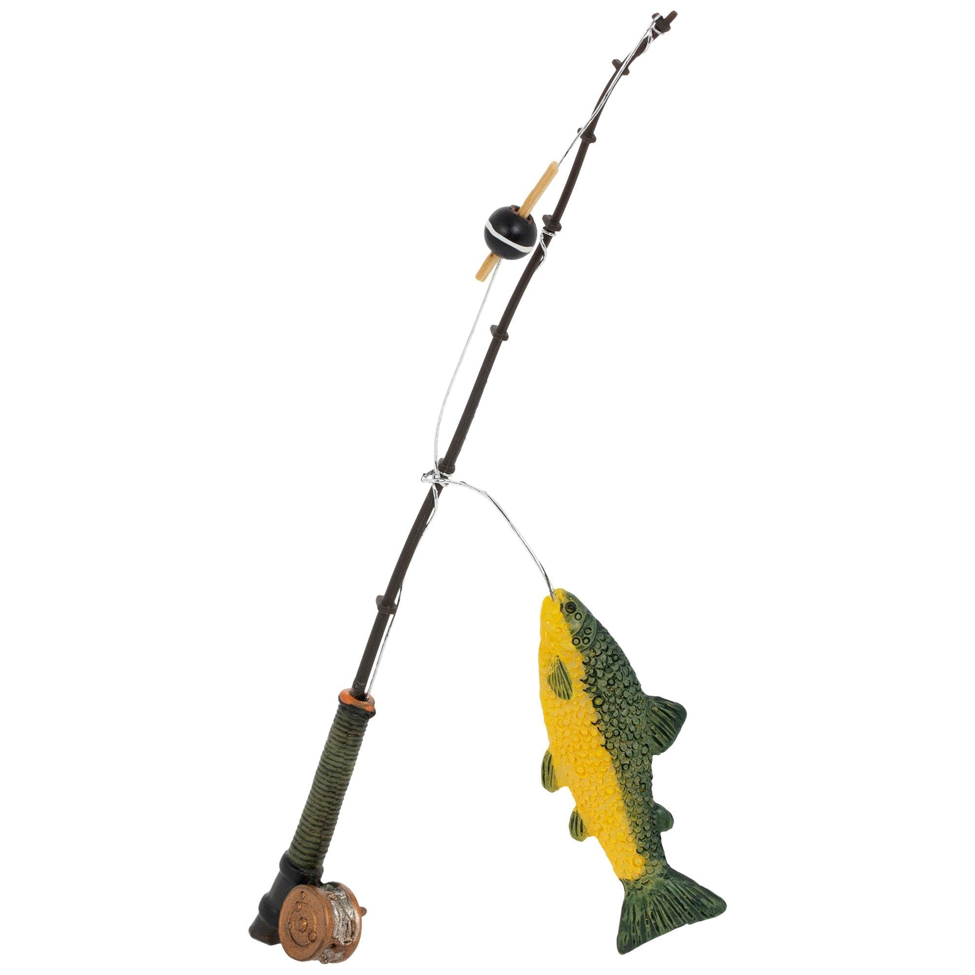 Photo 1 of Miniature Fishing Pole with Fish for Dolls, Dioramas, Miniatures - 6.75 Inch