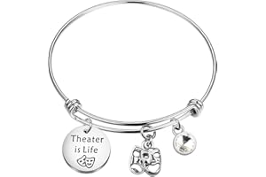 WSNANG Theatre Drama Gift Theater is Life Bracelet Drama Student Graduation Gift Inspirational Theatre Mask Jewelry for Actor Actress