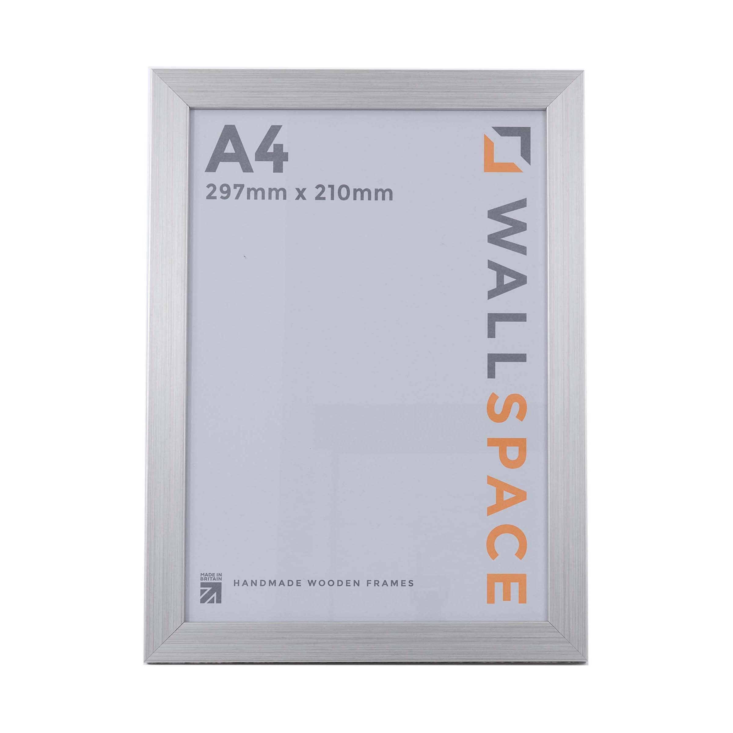 Wall Space A4 Silver Picture Frame | Silver A4 Photo Frame | 297x210mm | 297 x 210mm | 29.7x21.0cm | Solid Wood Wooden with Real Glass | Handmade in UK | Certificate Diploma