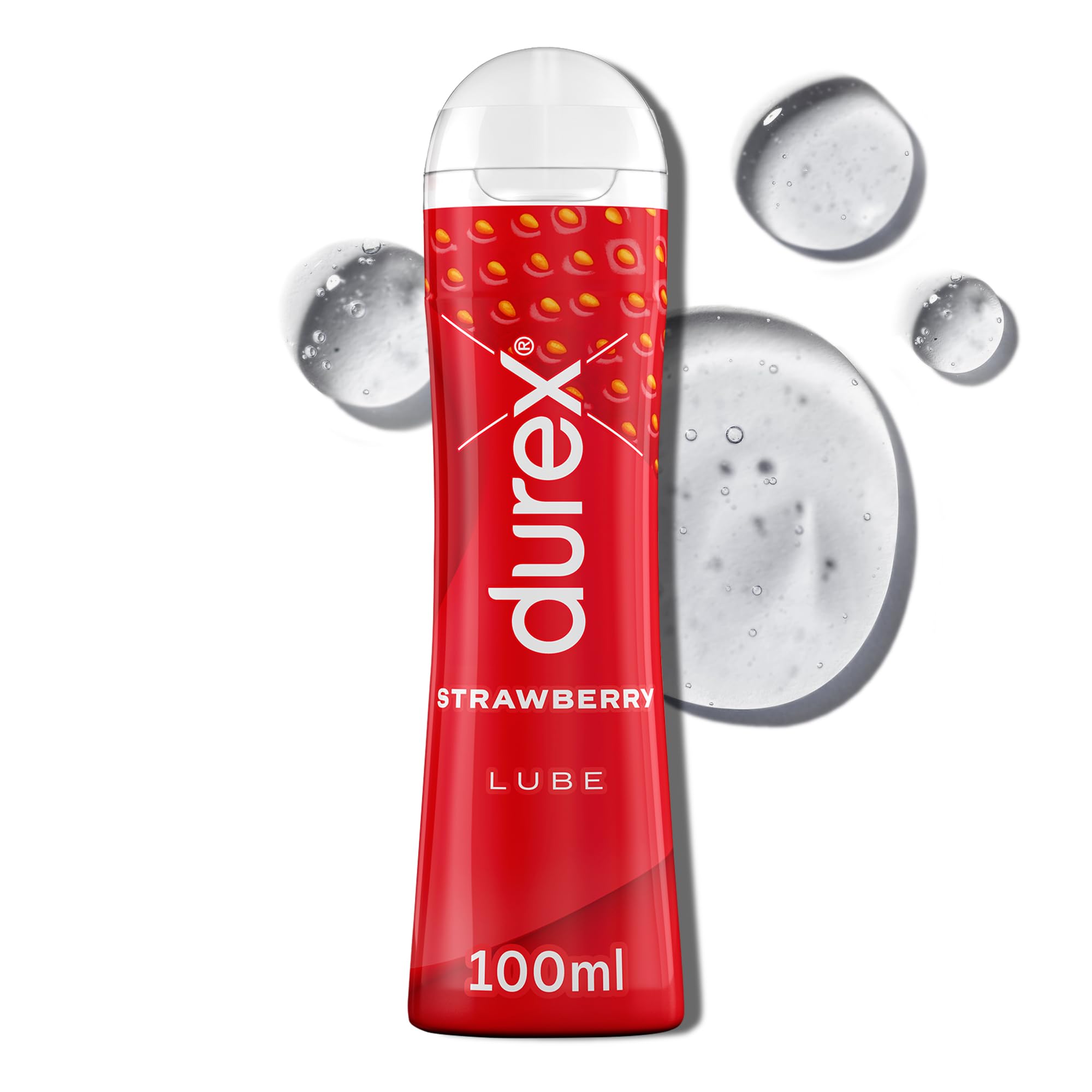 Durex Strawberry Flavoured Lube, 100ml, Water Based Lube, Gluten Free, Condom & Tou Compatible, Non Sticky, Non Staining, Quality Ingredients, Lubricant